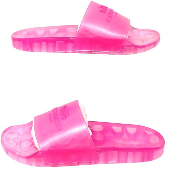Coach Ulyssa Rubber Slide Sandals Open Toe Bold Pink Womens Size US 7 UK 5 NEW - Picture 2 of 7